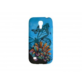 Coque silicone pour Samsung Galaxy S4 Mini / I9190 papillons et fleurs multicolores  + film protection écran offert