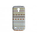 Coque silicone pour Samsung Galaxy S4 Mini / I9190 blanche ligne or  + film protection écran offert