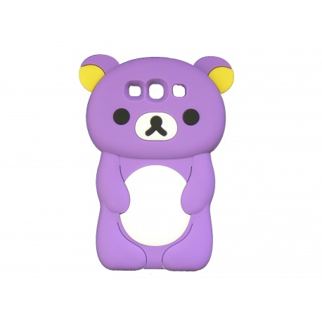 Coque silicone pour Samsung Galaxy S3 / I9300 ourson violet + film protection écran offert