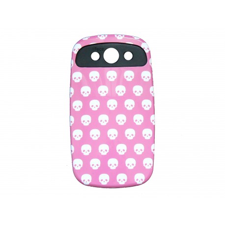 Coque pour Samsung Galaxy S3 / I9300 rose têtes de mort + film protection écran offert