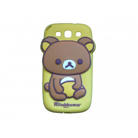 Coque silicone jaune pour Samsung Galaxy S3 / I9300 ourson marron + film protection écran offert