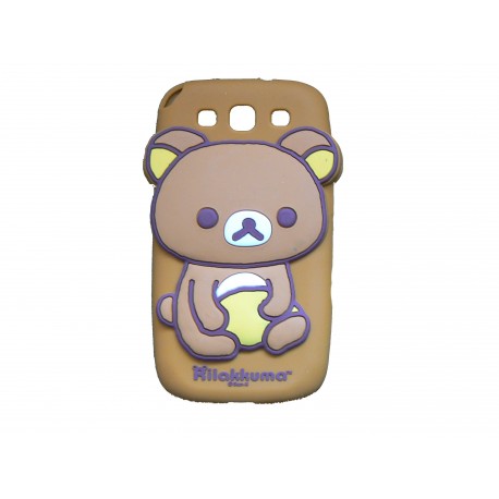 Coque silicone marron pour Samsung Galaxy S3 / I9300 ourson marron + film protection écran offert