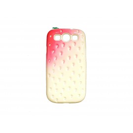 Coque TPU pour Samsung Galaxy S3 / I9300 fraise crème et rouge + film protection écran offert