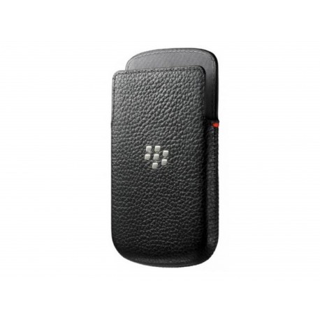 Etui en cuir noir Blackberry Q10 + film protection écran
