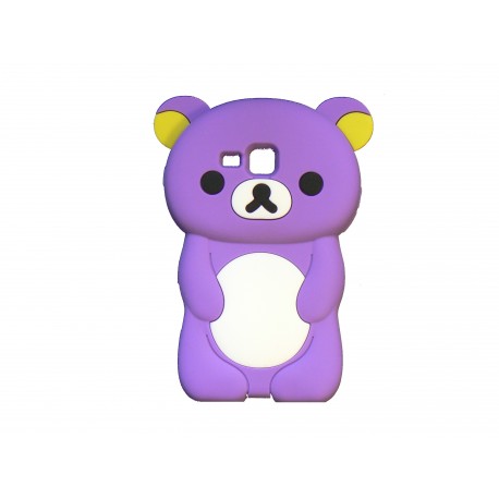 Coque silicone pour Samsung Galaxy Trend/S7560 ourson violet+ film protection écran offert