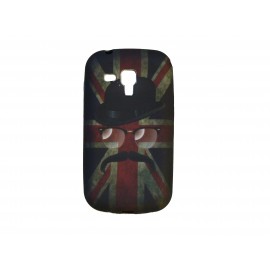 Coque silicone pour Samsung Galaxy Trend/S7560 UK/Angleterre vintage moustache + film protection écran offert