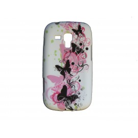 Coque silicone pour Samsung Galaxy Trend/S7560 papillons noirs et roses + film protection écran offert