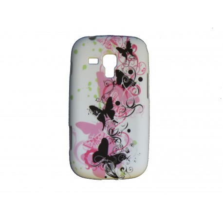 Coque silicone pour Samsung Galaxy Trend/S7560 papillons noirs et roses + film protection écran offert