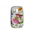 Coque silicone pour Samsung Galaxy Trend/S7560 fleurs roses et bleues + film protection écran offert