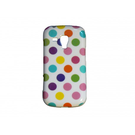 Coque TPU blanche pour Samsung Galaxy Trend/S7560 à pois multicolores + film protection écran offert