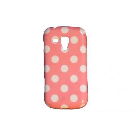 Coque TPU pour Samsung Galaxy Trend/S7560 rose à pois blancs + film protection écran offert