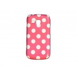 Coque TPU pour Samsung Galaxy Trend/S7560 rose bonbon à pois blancs + film protection écran offert