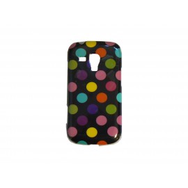 Coque TPU pour Samsung Galaxy Trend/S7560 noir à pois multicolores + film protection écran offert