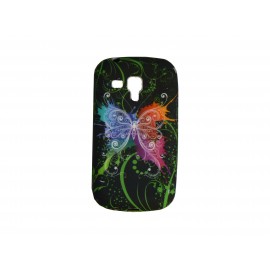 Coque silicone pour Samsung Galaxy Trend/S7560 papillon multicolore + film protection écran offert