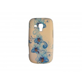 Coque silicone pour Samsung Galaxy Trend/S7560 fleurs bleues + film protection écran offert