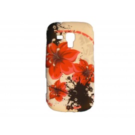 Coque silicone pour Samsung Galaxy Trend/S7560 fleurs rouges + film protection écran offert