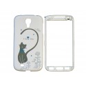 Coque semi-intégrale pour Samsung Galaxy S4/I9500 chat cur bleu+ film protection écran offert