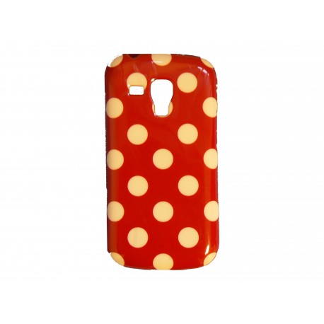 Coque TPU pour Samsung Galaxy Trend/S7560 rouge à pois blancs + film protection écran offert