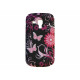 Coque silicone pour Samsung Galaxy Trend/S7560 noire papillons roses + film protection écran offert