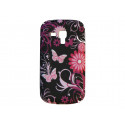 Coque silicone pour Samsung Galaxy Trend/S7560 noire papillons roses + film protection écran offert