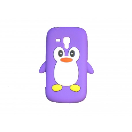 Coque silicone pour Samsung Galaxy Trend/S7560 pingouin violet + film protection écran offert