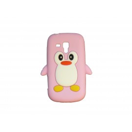 Coque silicone pour Samsung Galaxy Trend/S7560 pingouin rose clair+ film protection écran offert