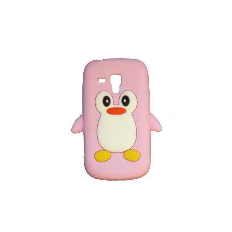 Coque silicone pour Samsung Galaxy Trend/S7560 pingouin rose clair+ film protection écran offert