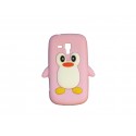 Coque silicone pour Samsung Galaxy Trend/S7560 pingouin rose clair+ film protection écran offert