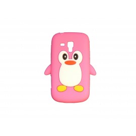 Coque silicone pour Samsung Galaxy Trend/S7560 pingouin rose bonbon+ film protection écran offert