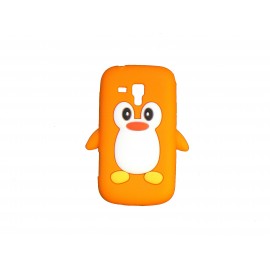 Coque silicone pour Samsung Galaxy Trend/S7560 pingouin orange+ film protection écran offert