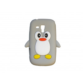 Coque silicone pour Samsung Galaxy Trend/S7560 pingouin gris+ film protection écran offert