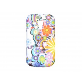 Coque silicone pour Samsung Galaxy Trend/S7560 fleurs multicolores + film protection écran offert