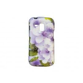 Coque TPU pour Samsung Galaxy Trend/S7560 fleurs blanches mauves + film protection écran offert