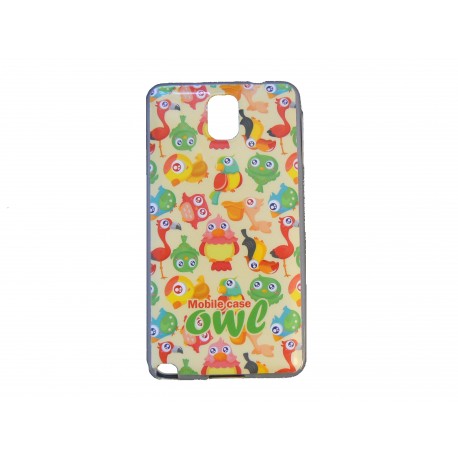 Coque TPU pour Samsung Galaxy Note 3/N9000 oiseaux multicolores  + film protection écran offert