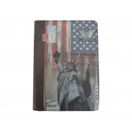 Pochette Ipad Air drapeau USA/Etats-Unis statue liberté + film protection écran