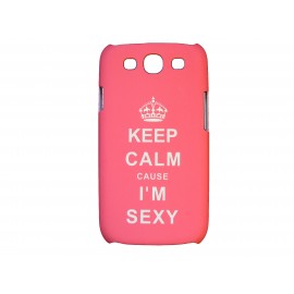 Coque pour Samsung Galaxy S3 / I9300 rose "keep calm" + film protection écran offert