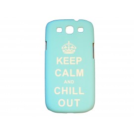 Coque pour Samsung Galaxy S3 / I9300 bleue ciel "keep calm" + film protection écran offert