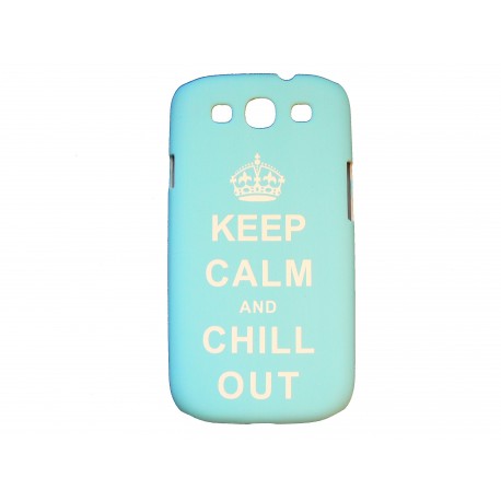 Coque pour Samsung Galaxy S3 / I9300 bleue ciel "keep calm" + film protection écran offert