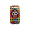 Coque TPU Samsung Galaxy S3 / I9300 hibou multicolore + film protection écran offert