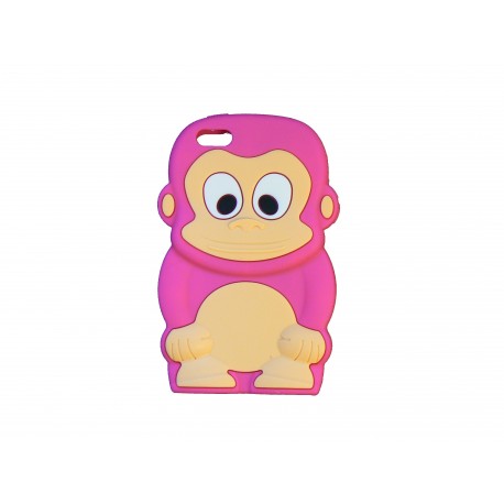 Coque silicone pour Iphone 5C singe rose bonbon + film protection écran