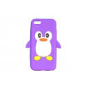 Coque silicone pour Iphone 5C pingouin violet + film protection écran