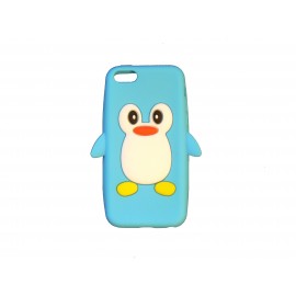 Coque silicone pour Iphone 5C pingouin bleu + film protection écran