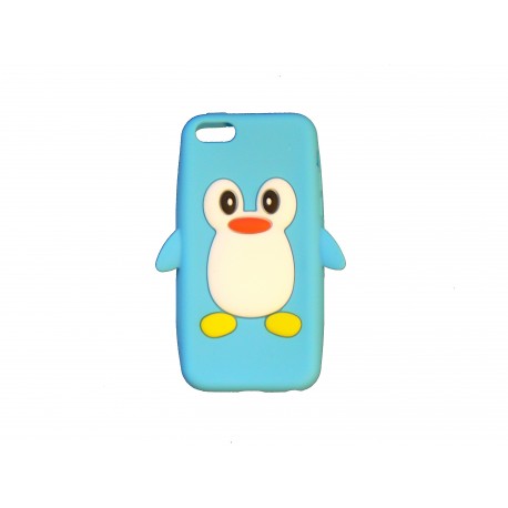 Coque silicone pour Iphone 5C pingouin bleu + film protection écran