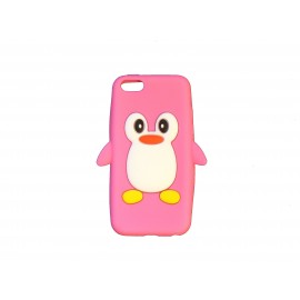 Coque silicone pour Iphone 5C pingouin rose bonbon + film protection écran