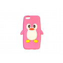 Coque silicone pour Iphone 5C pingouin rose bonbon + film protection écran