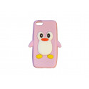 Coque silicone pour Iphone 5C pingouin rose clair + film protection écran