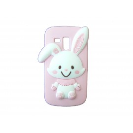 Coque silicone rose pour Samsung Galaxy Trend/S7560 lapin blanc + film protection écran offert