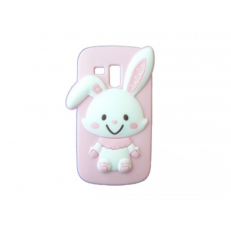 Coque silicone rose pour Samsung Galaxy Trend/S7560 lapin blanc + film protection écran offert