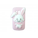 Coque silicone rose pour Samsung Galaxy Trend/S7560 lapin blanc + film protection écran offert