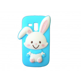 Coque silicone bleue pour Samsung Galaxy Trend/S7560 lapin blanc + film protection écran offert